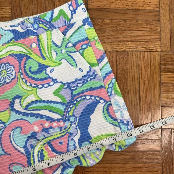 LILLY PULITZER Shorts Womens 00 The Callahan Floral Paisley Walking Blue Green - Picture 12 of 16